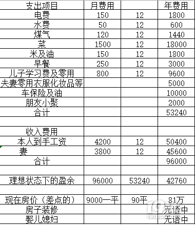 列了下收入支出表，夫妻收入接近十万，年底才剩下这么点