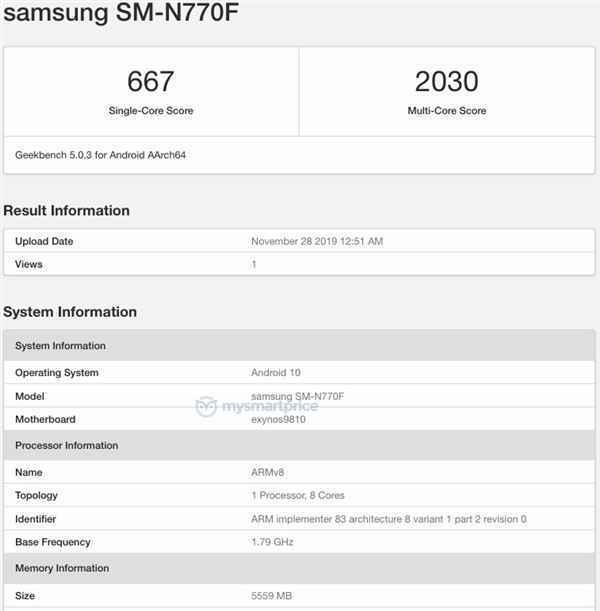 三星Note10 Lite曝光：搭载Exynos 9810、后置3200万+1200万双摄